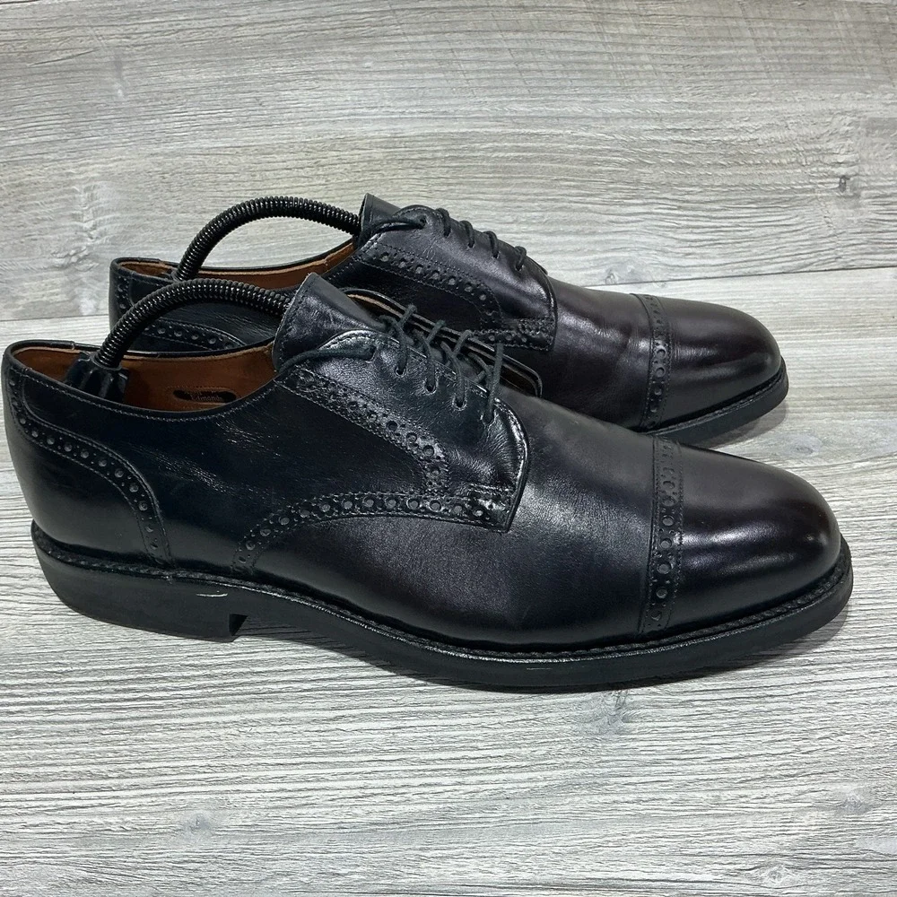 Allen Edmonds Mens 10.5 B Narrow Bentley Black Leather Cap Toe Oxford Shoes